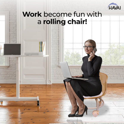 HAVAI Rolling Chair – 360° Rotatable Wheels, Backrest, Wide Seating Surface, Playful Chair for Active People