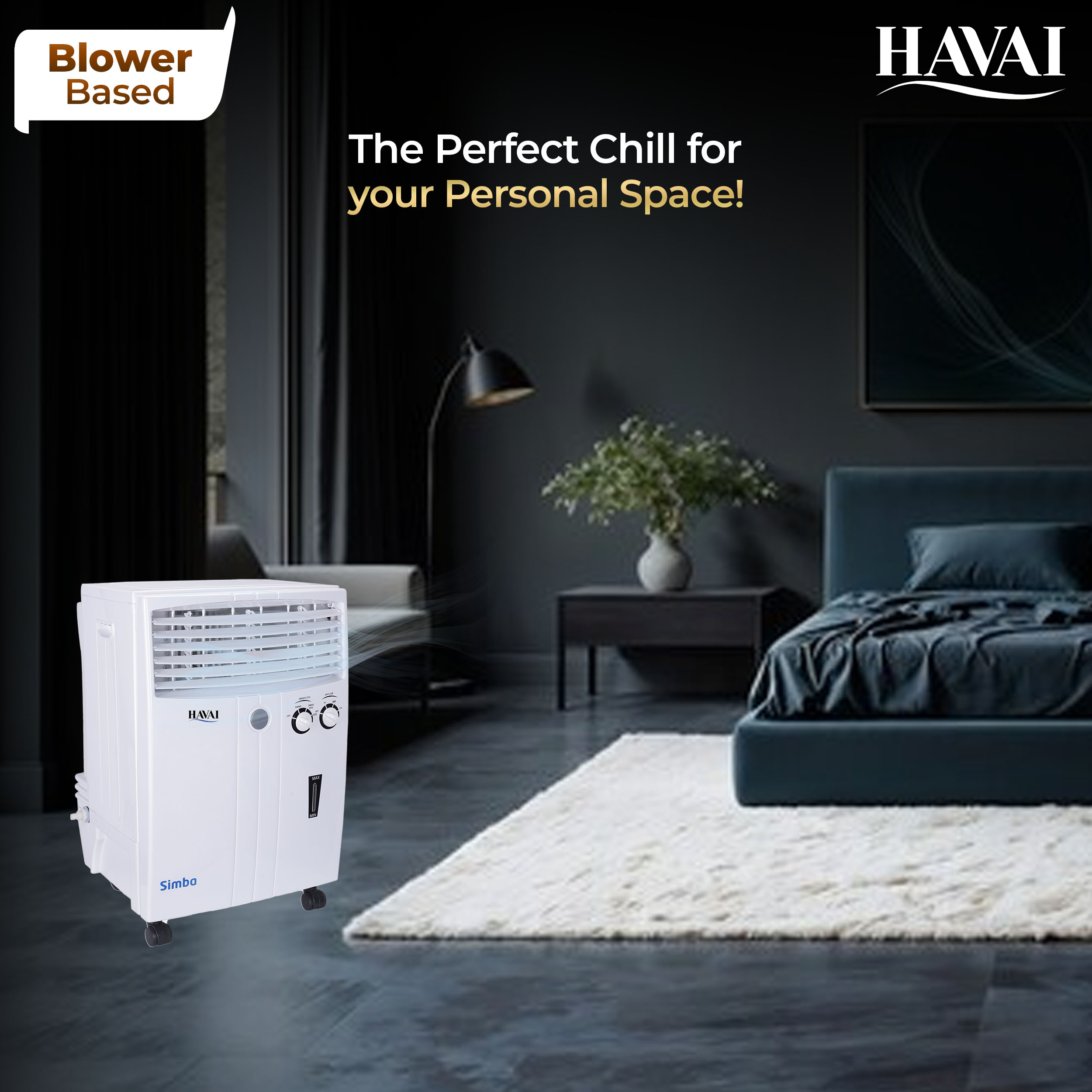 HAVAI Simba Personal Cooler with Blower - 20L, White