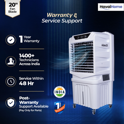 HAVAI Arizona 20 Desert Air Cooler | 120L Water Tank | 20-Inch Metal Blade | 4800 m³/hr Air Delivery | 35 Ft Air Throw | Double Bearing Low Noise Motor | Thick Honeycomb Pads | Covers up to 500 Sq Ft | 1 Year On-Site Warranty