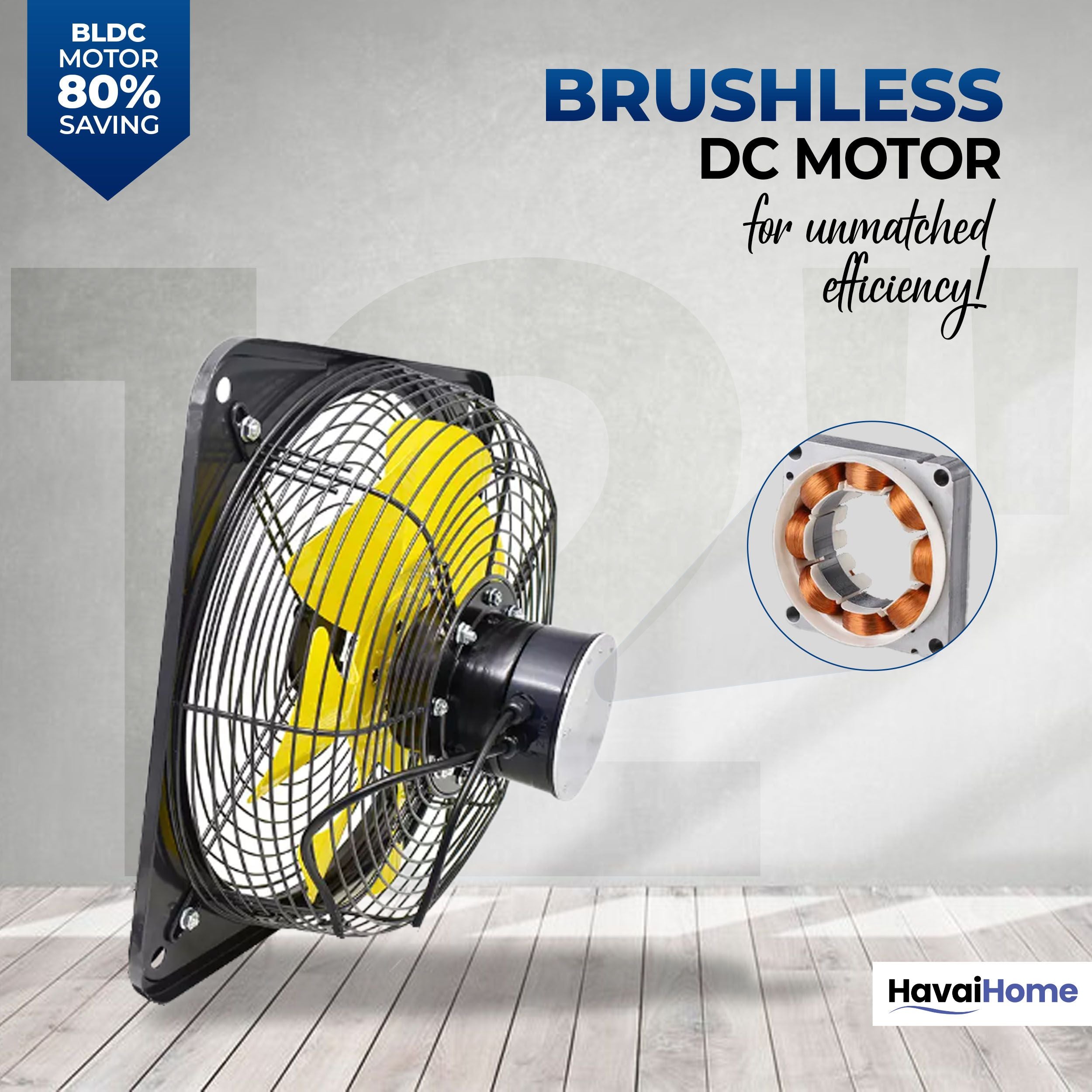 BLDC Exhaust Fan | Power : 10W - 120W | Speed: 450-2800 RPM | Air Volume: 200-3600 m³/h | 1-Year Warranty | Stepless Speed Control | Metal Frame Included | Soundless (12-Inch Blade)