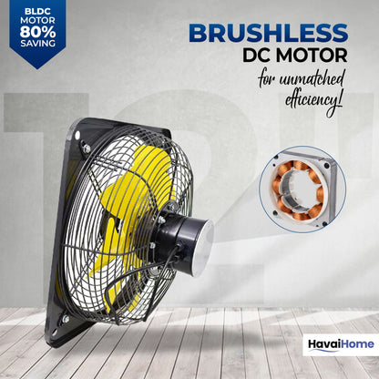 BLDC Exhaust Fan | Power : 10W - 120W | Speed: 450-2800 RPM | Air Volume: 200-3600 m³/h | 1-Year Warranty | Stepless Speed Control | Metal Frame Included | Soundless (12-Inch Blade)