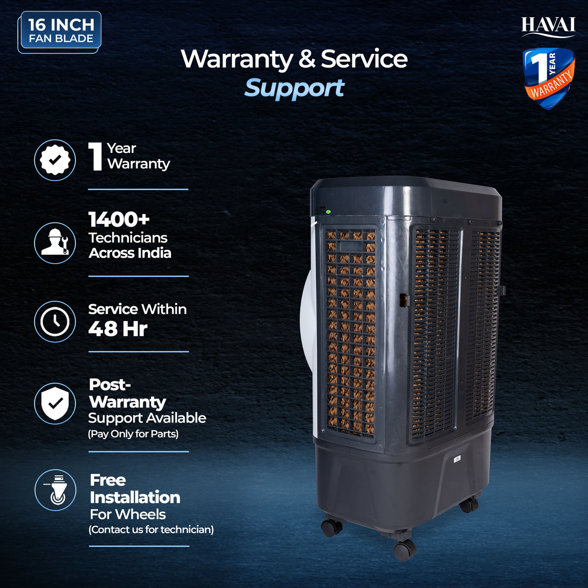 Havai Elite Pro 60 Desert Air Cooler, 60 L, 16-Inch Fan, 20 Ft Air Throw