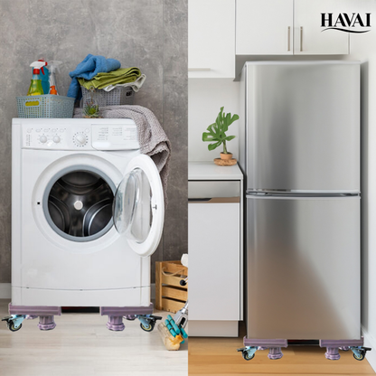 HAVAI Premium Trolley Stand with 4 Wheels 8 Grips For Heavy Duty Adjustable Top Load Washing Machine/Refrigerator/Fridge/Dishwasher/Air Cooler: Colour - Bluish Grey (500 Kg)