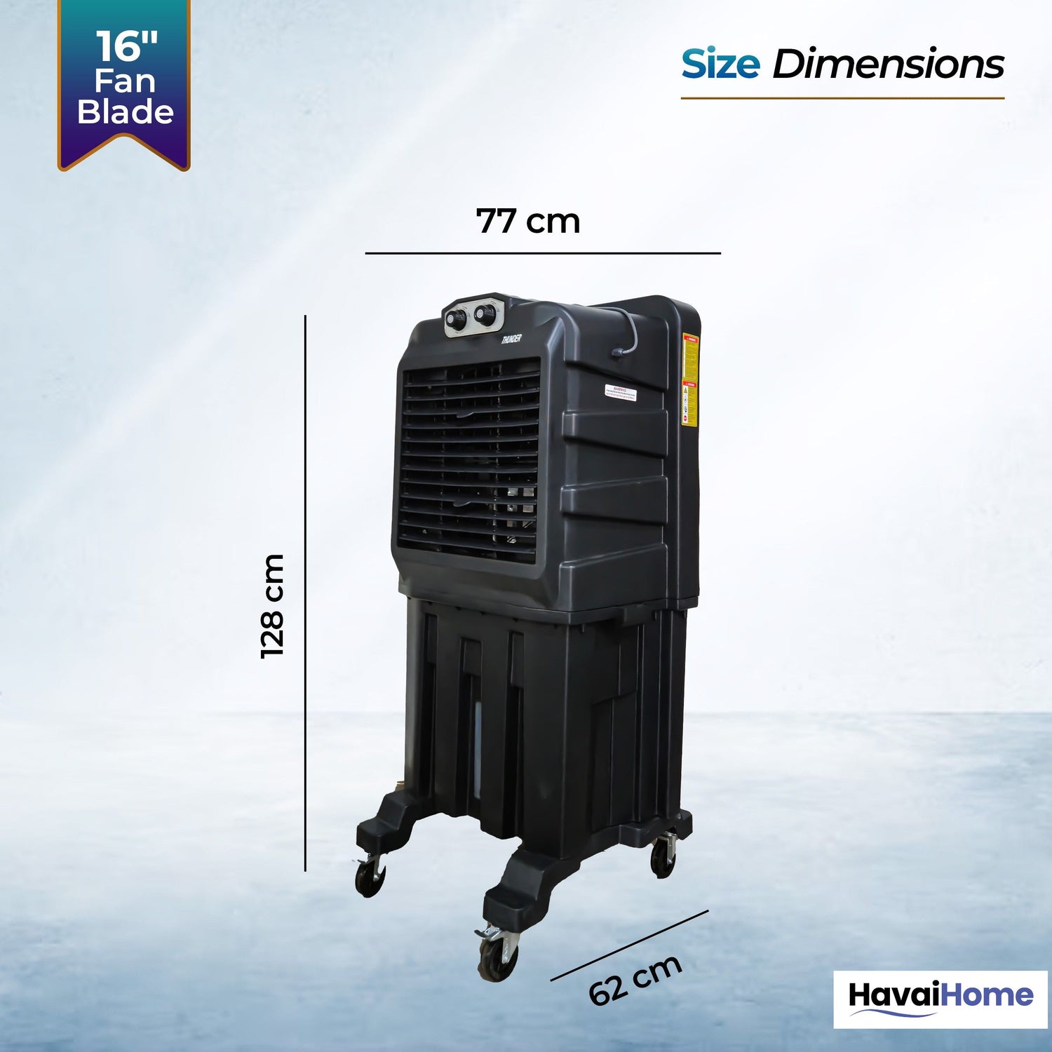 Thunder 85 Desert Cooler – 85L, 16-Inch Aluminum Blade, Single Side Thick Honeycomb, 300 sq. ft. Coverage, Powerful Air Throw &amp; Delivery