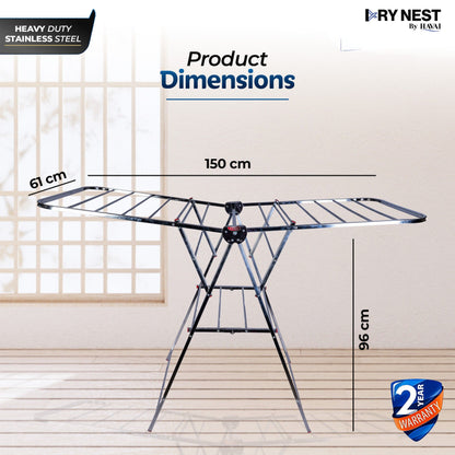 DryNest by Havai – 4.1 KG Heavy Duty Foldable Cloth Drying Stand | Premium Rust-Free Stainless Steel Laundry Rack with Strong Steel Rods | Indoor, Outdoor &amp; Balcony Use | Portable Clothes Dryer Stand
