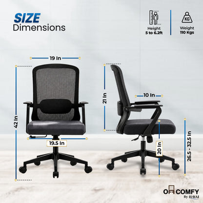 Havai Flexa Mid Back Executive Office Chair | Ergonomic Mesh - Black
