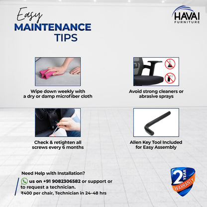 HAVAI Off-Comfy Luna Black Ergonomic Office Chair | Yuva Mesh Back | 2D Arms with TPU Pad | Synchro Tilt with Lock | Class 4 Samhongsa Gaslift | Claw Chrome Base | 60mm Castors(Black)