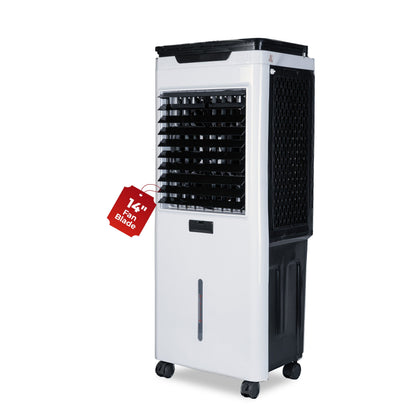 HAVAI Premium Glass Top GT 14 Air Cooler | 60L Tank Capacity | 14" Fan Blade | 170W Power | 20ft Air Throw | 3-Side Honeycomb Cooling | Sleek Glass Top Design | 4 Castor Wheels