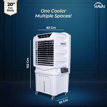 HAVAI Arizona 20 Desert Air Cooler | 120L Water Tank | 20-Inch Metal Blade | 4800 m³/hr Air Delivery | 35 Ft Air Throw | Double Bearing Low Noise Motor | Thick Honeycomb Pads | Covers up to 500 Sq Ft | 1 Year On-Site Warranty