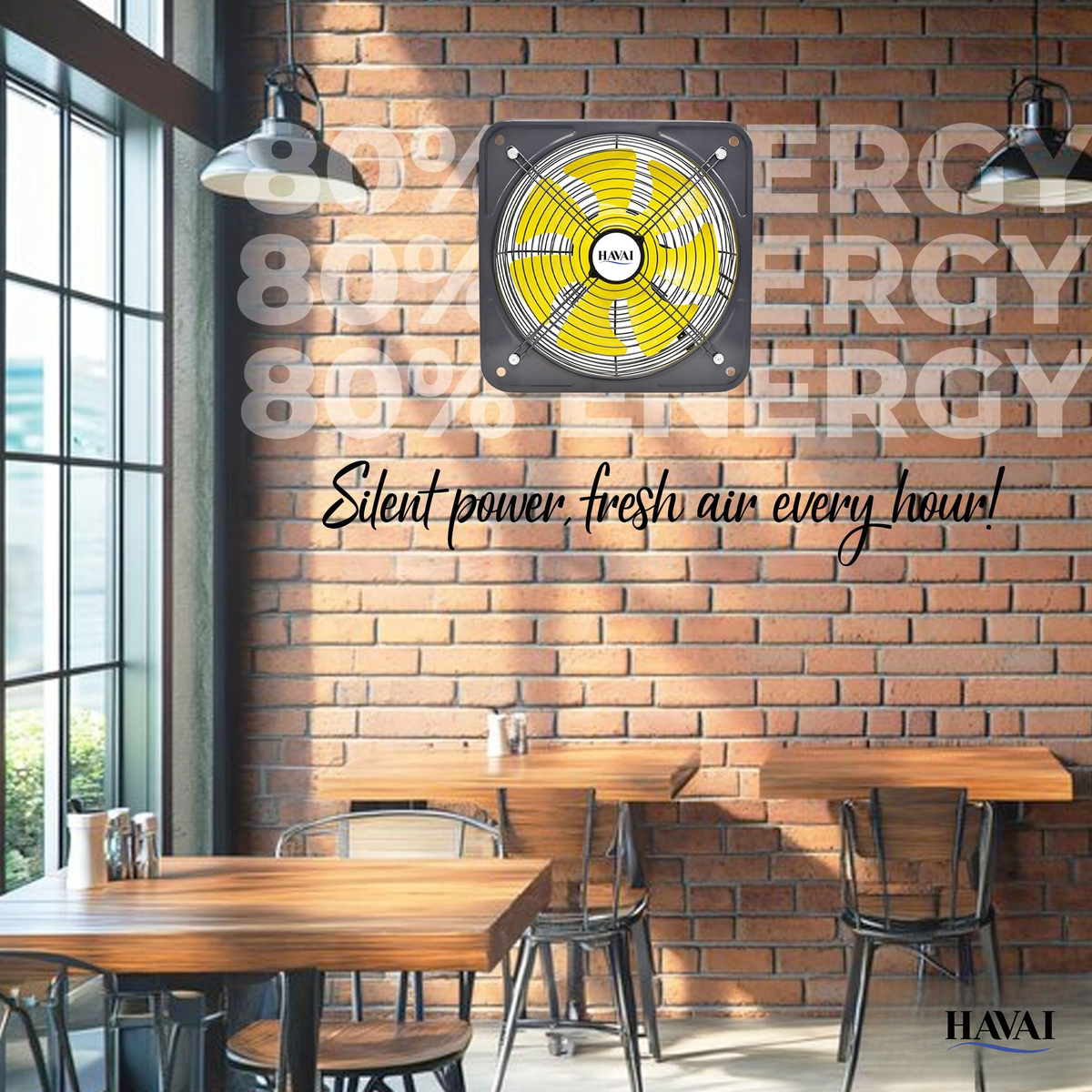HAVAI BLDC Exhaust Fan | Power : 10W - 120W | Speed: 450-2800 RPM | Air Volume: 200-3600 m³/h | 1-Year Warranty | Stepless Speed Control | Metal Frame Included | Soundless (12-Inch Blade)