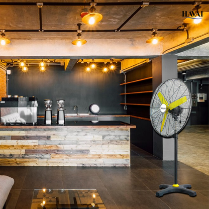 HAVAI BLDC Pedestal Fan 36 inch, 50% Savings on Electricity, High Velocity, Heavy Duty Metal for Industrial, Commercial and Residential Use, Assembly Included