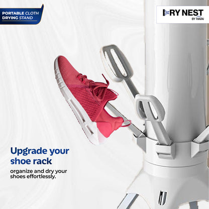 HAVAI Octopus Foldable Rotating Cloth Drying Rack | 360° Multi-Layer Laundry Stand with Lockable Wheels &amp; Strong Load Capacity | Space-Saving Indoor/Outdoor Clothes Hanger for Home Balcony (White)