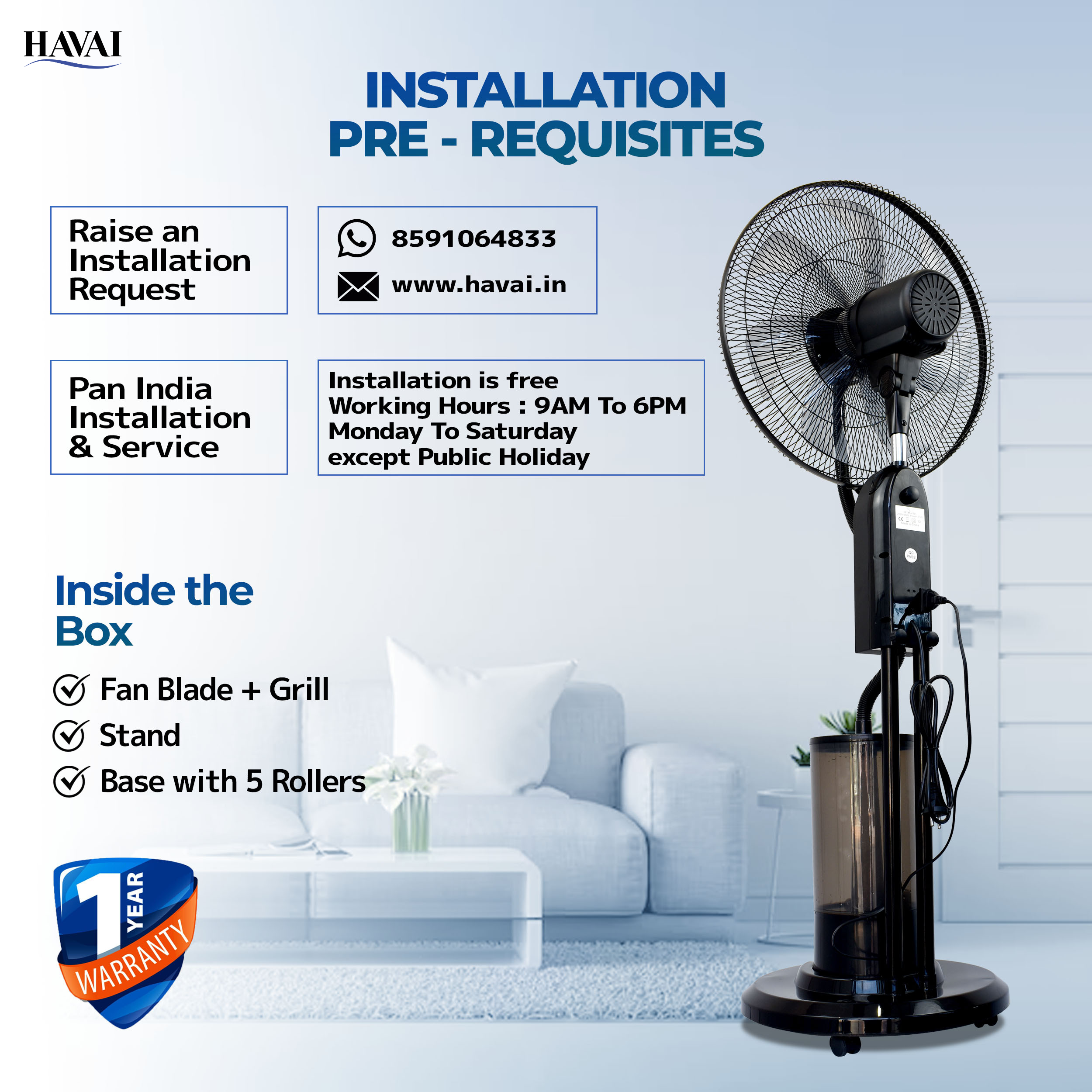 RED X 18" BLDC Mist Pedestal Fan – High-Speed, Remote &amp; Touch Control, 4.5L Tank, 75W Power, 350 Sq Ft Coverage, Easy Install, Black