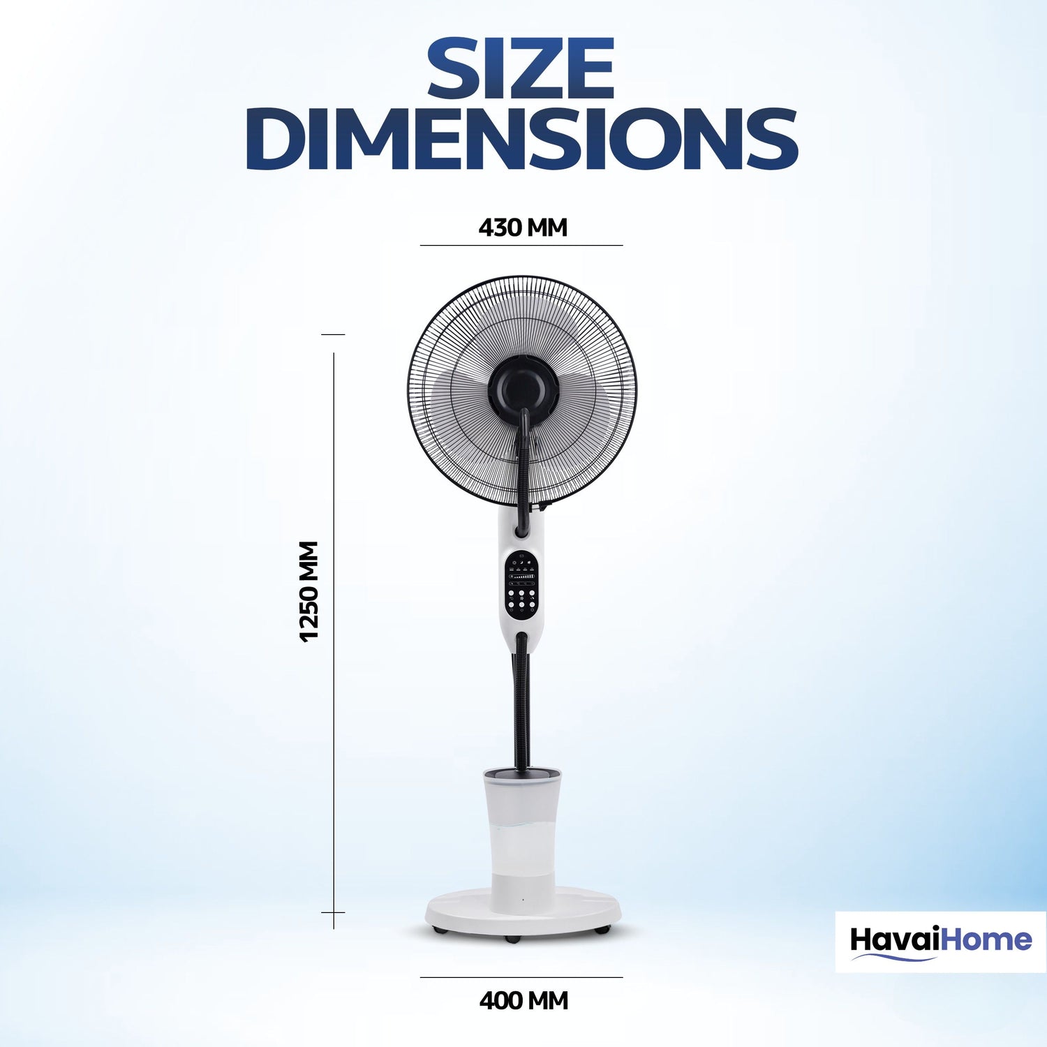 Blu Mist Pedestal Fan – 16" Residential Mist Fan | Remote Control | 2.8 Litre Tank | Installation Included (White, Pack of 1)