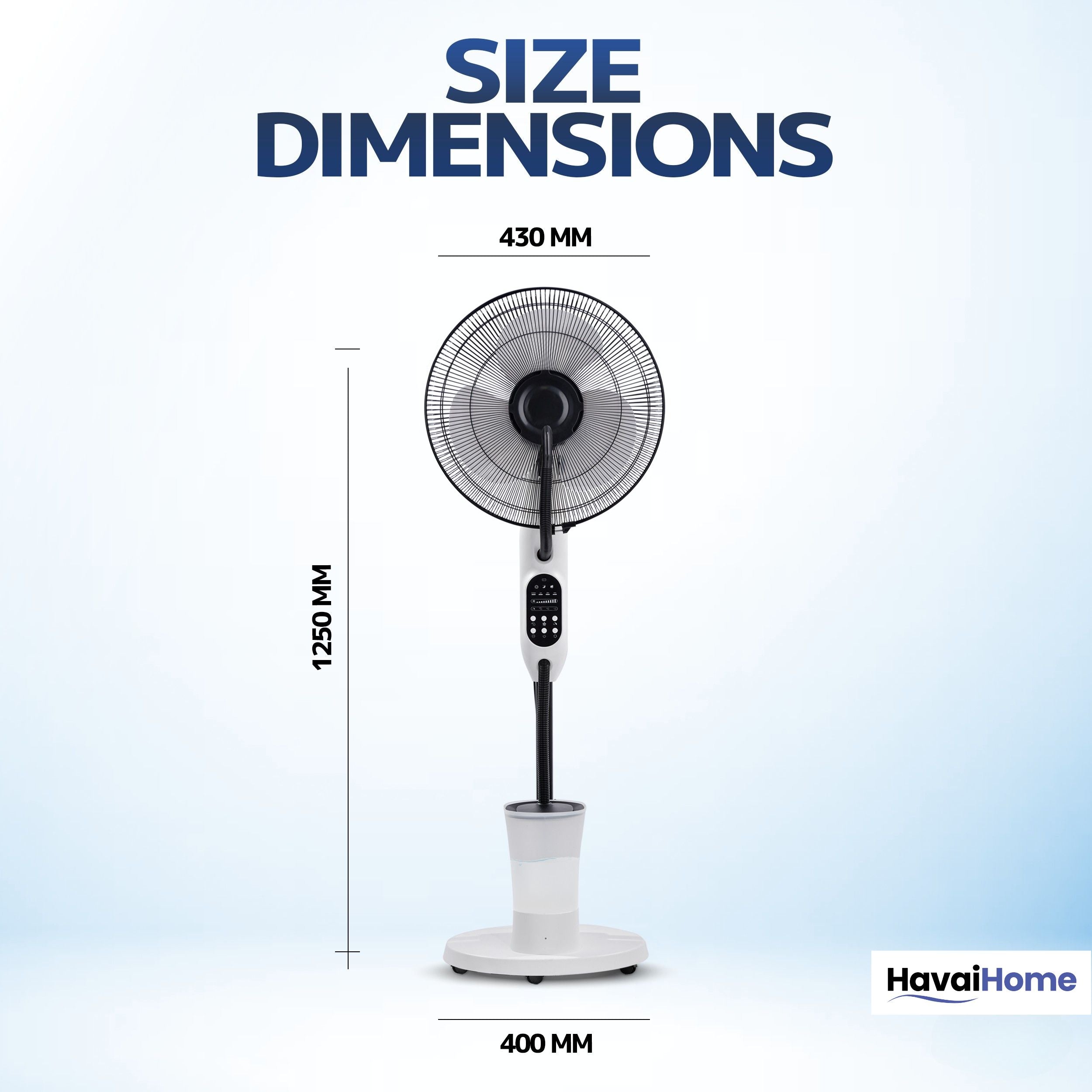 Blu Mist Pedestal Fan – 16" Residential Mist Fan | Remote Control | 2.8 Litre Tank | Installation Included (White, Pack of 1)