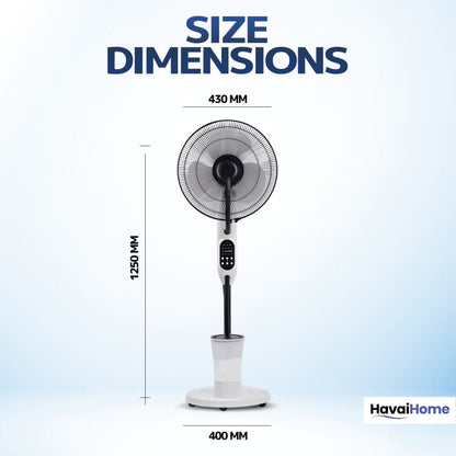 Blu Mist Pedestal Fan – 16" Residential Mist Fan | Remote Control | 2.8 Litre Tank | Installation Included (White, Pack of 1)