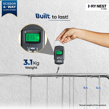 HAVAI DRY NEST 3kg Heavy Duty Premium Cloth Drying Stand | 4-Way Foldable Stainless Steel Clothes Dryer | 23 Rods with Hanger Hooks | 30kg Load Capacity | Strong &amp; Stable | 2 Year Warranty