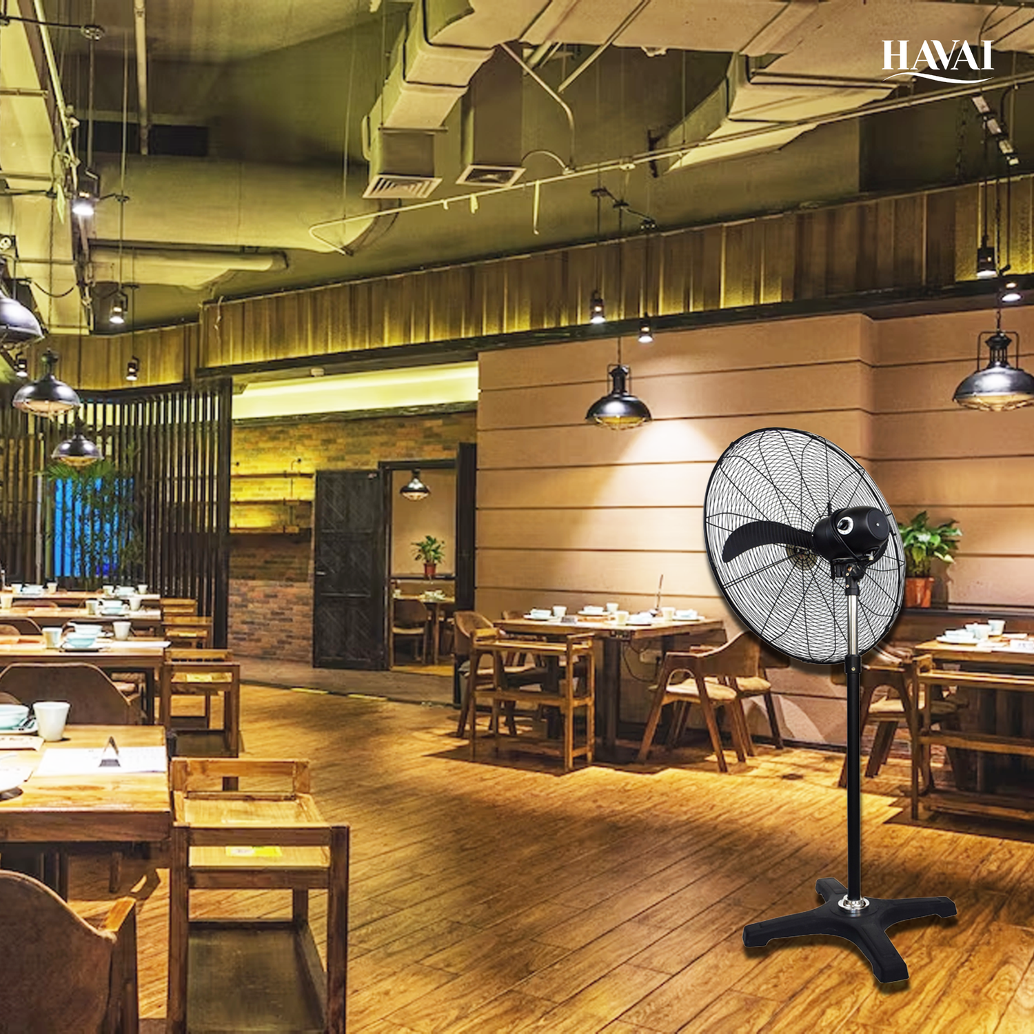 HAVAI BLDC Pedestal Fan 30 Inch, 50% Savings On Electricity, High Velocity, Heavy Duty Metal For Industrial, Commercial And Residential Use, Assembly Included , Black