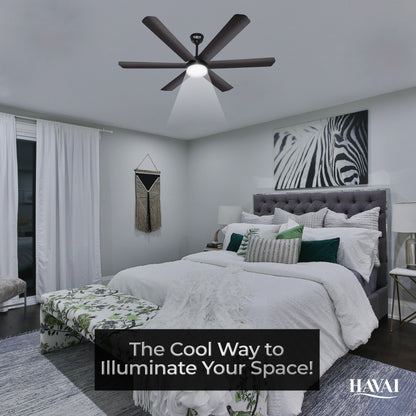 HAVAI Spinel BLDC Ceiling Fan 35W, 1200mm Blade with Remote - Smoky Brown,9W LED Light