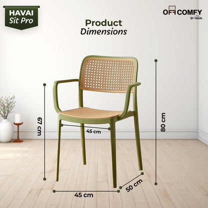 HAVAI SitPro Premium Plastic Chair for Home, Office &amp; Café | Modern Ergonomic Design | Heavy-Duty Reinforced Frame | Indoor &amp; Outdoor Use | Stackable | Pack of 2 | 1-Year Warranty | Made in India