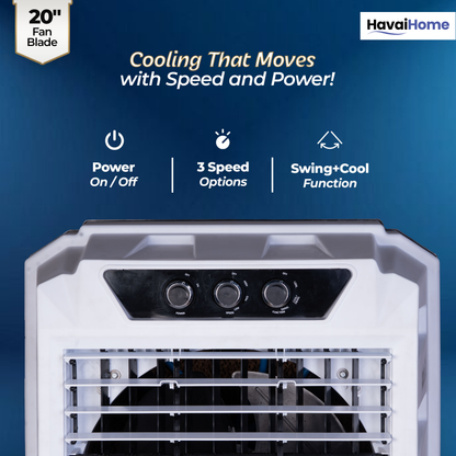 HAVAI Arizona 20 Desert Air Cooler | 120L Water Tank | 20-Inch Metal Blade | 4800 m³/hr Air Delivery | 35 Ft Air Throw | Double Bearing Low Noise Motor | Thick Honeycomb Pads | Covers up to 500 Sq Ft | 1 Year On-Site Warranty