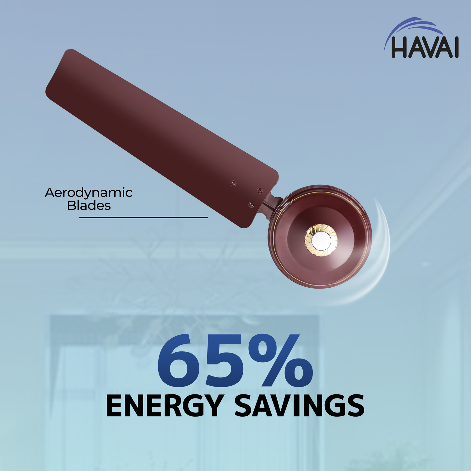 HAVAI Spinel BLDC Ceiling Fan 28W, 1200mm Blade with Remote - CHERRY BROWN