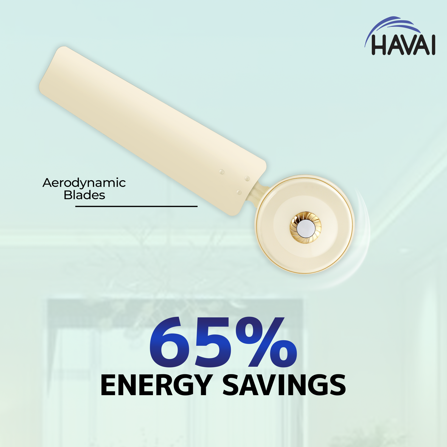 HAVAI Spinel BLDC Ceiling Fan 28W, 1200mm Blade with Remote - Ivory
