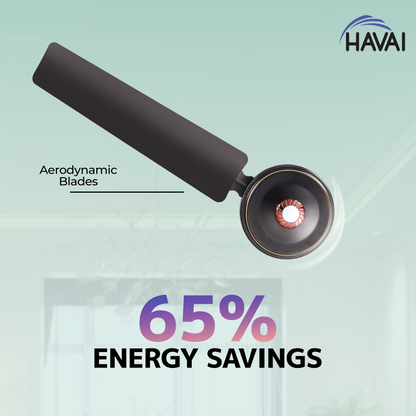 HAVAI Spinel BLDC Ceiling Fan 28W, 1200mm Blade with Remote - Smoky Brown