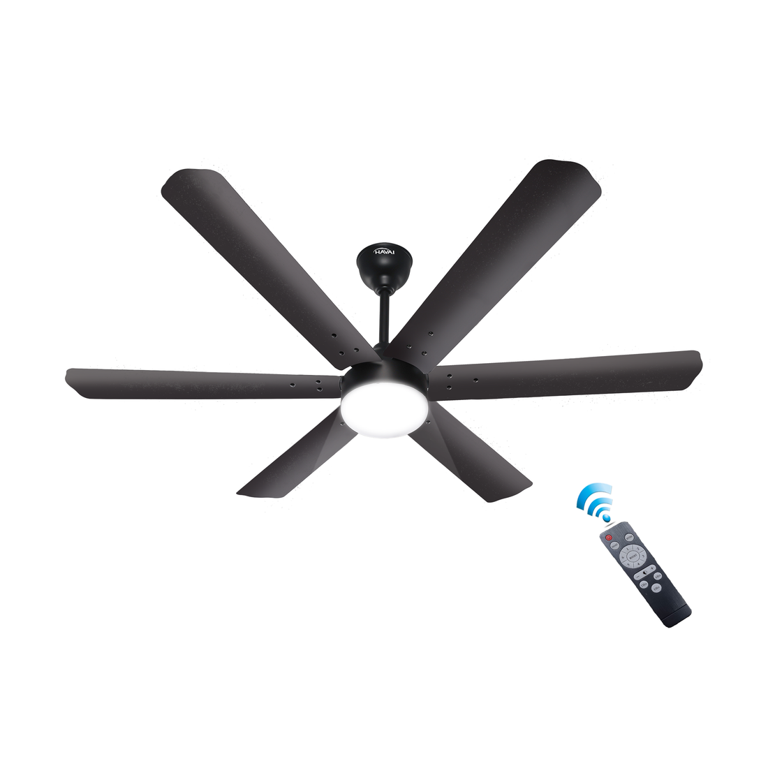 HAVAI Spinel BLDC Ceiling Fan 35W, 1200mm Blade with Remote - Smoky Brown,9W LED Light