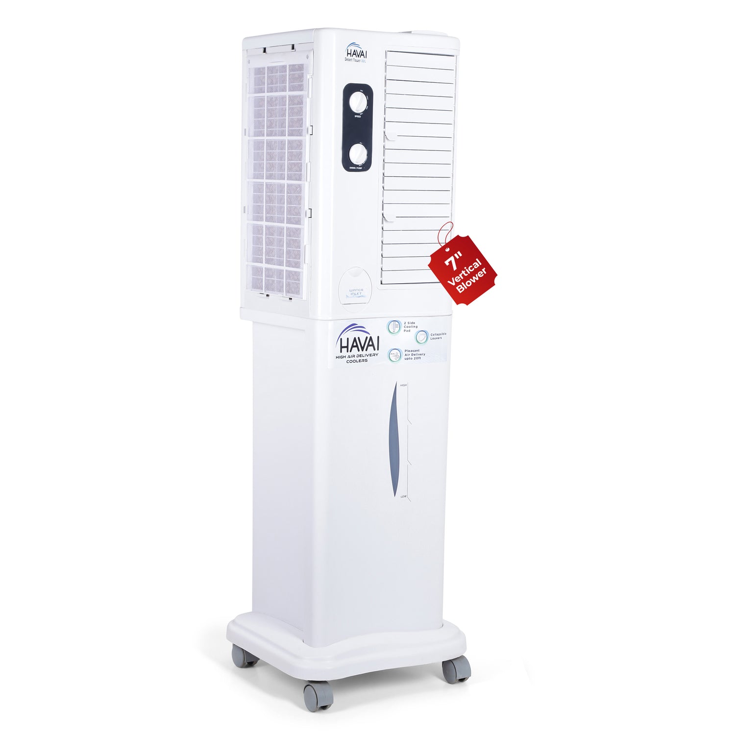 HAVAI Desert Tower XXL Cooler with Powerful Vertical ABS Blower - 60 L, White