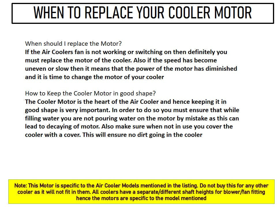 Main/Electric Motor - For Maharaja Whiteline Rambo 65 Litre Desert Cooler