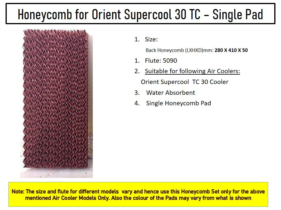 HAVAI Honeycomb Pad - Single Back Pad - for Orient Supercool CP3002H 30 Litre Tower Cooler