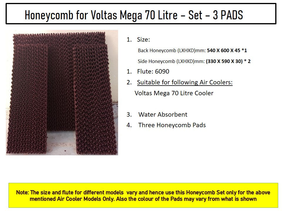 HAVAI Honeycomb Pad - Set of 3 - for Voltas Mega 70 Litre Desert Cooler