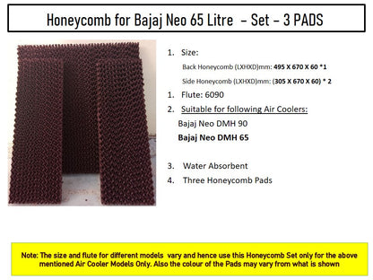 HAVAI Honeycomb Pad - Set of 3 - for Bajaj Neo 65 Litre Desert Cooler