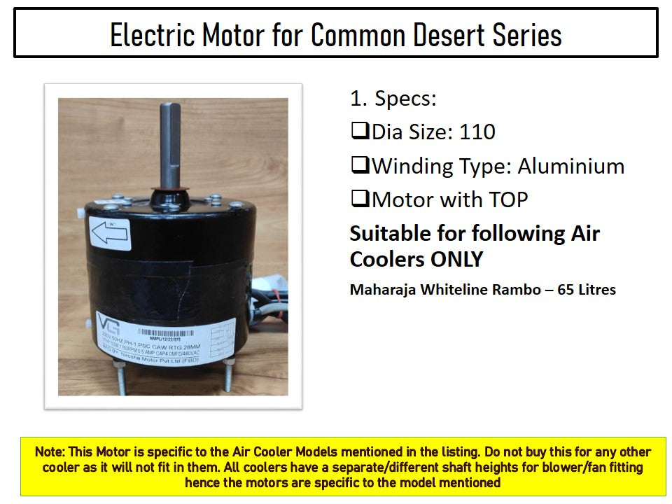 Main/Electric Motor - For Maharaja Whiteline Rambo 65 Litre Desert Cooler