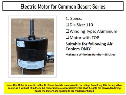 Main/Electric Motor - For Maharaja Whiteline Rambo 65 Litre Desert Cooler