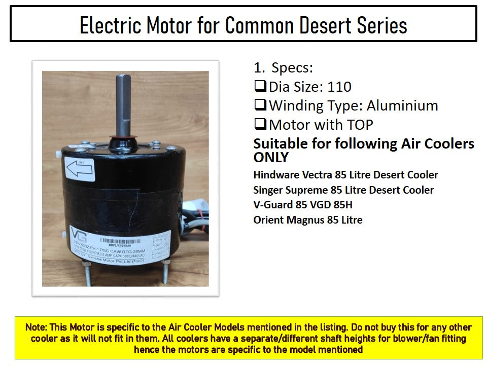 Main/Electric Motor - For Orient Ultimo 65 Litre Desert Cooler