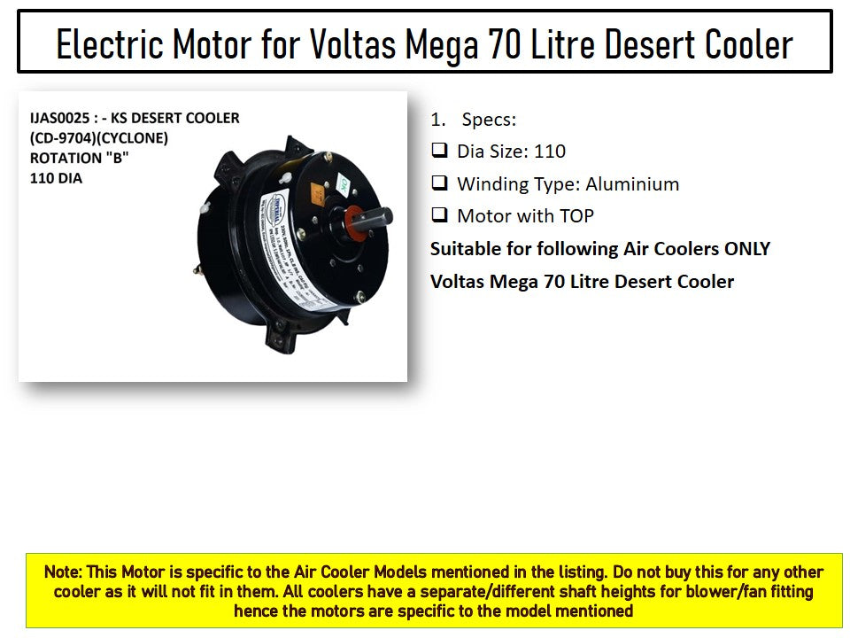 Main/Electric Motor - For Voltas Mega 70 Litre Desert Cooler