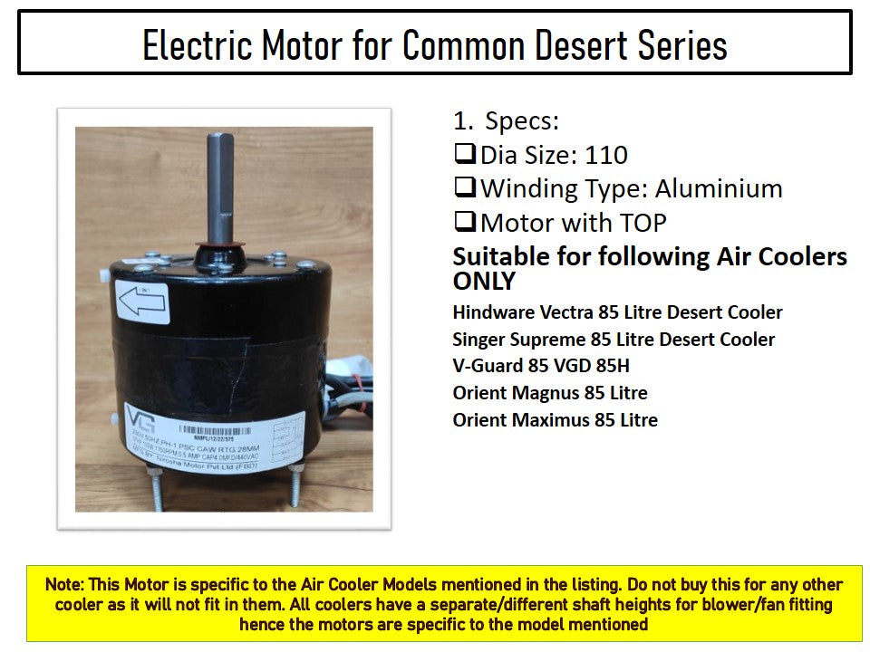Main/Electric Motor - For Orient Maximus 85 Litre Desert Cooler