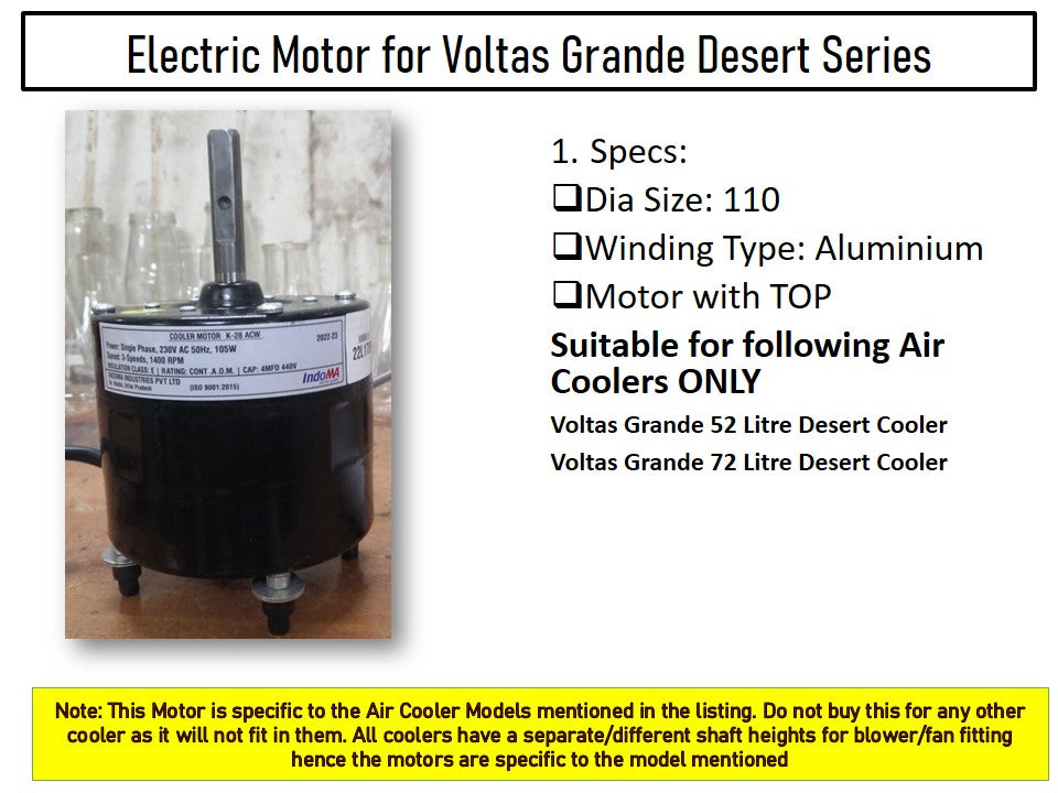Main/Electric Motor - For Voltas Grand 72 Litre Desert Cooler