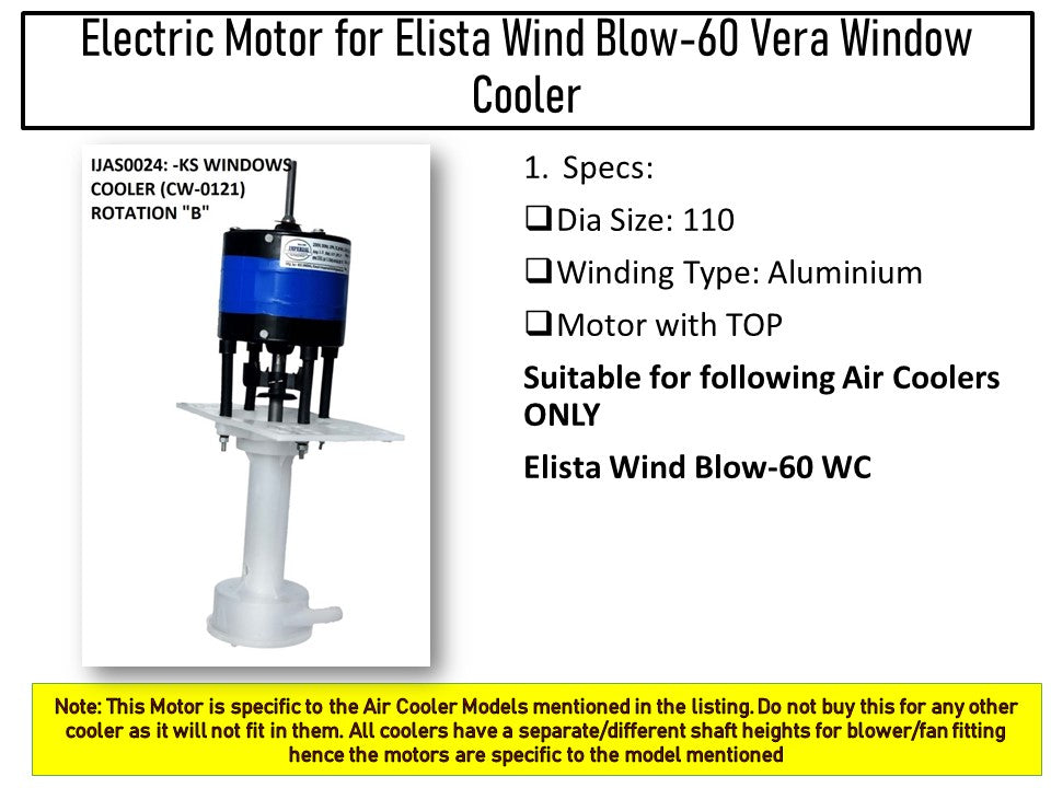 Main/Electric Motor with Pump Body - For Elista Wind Blow-60  Litre Window Cooler (Copy)