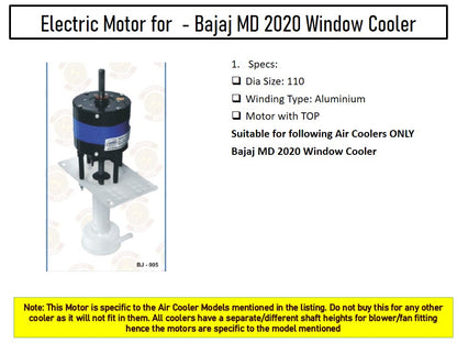 Main/Electric Motor with Pump Body - For Bajaj MD 2020 50 Litre Window Cooler