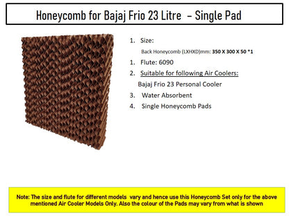 HAVAI Honeycomb Pad - Single Back Pad - for Bajaj Frio 23 Litre Cooler