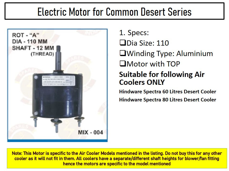 Main/Electric Motor - For Hindware Spectra 80 Litre Desert Cooler