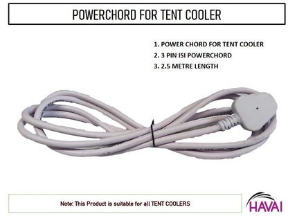 Powerchord 3 Pin - For Tent Coolers - 2.5 Metre Long