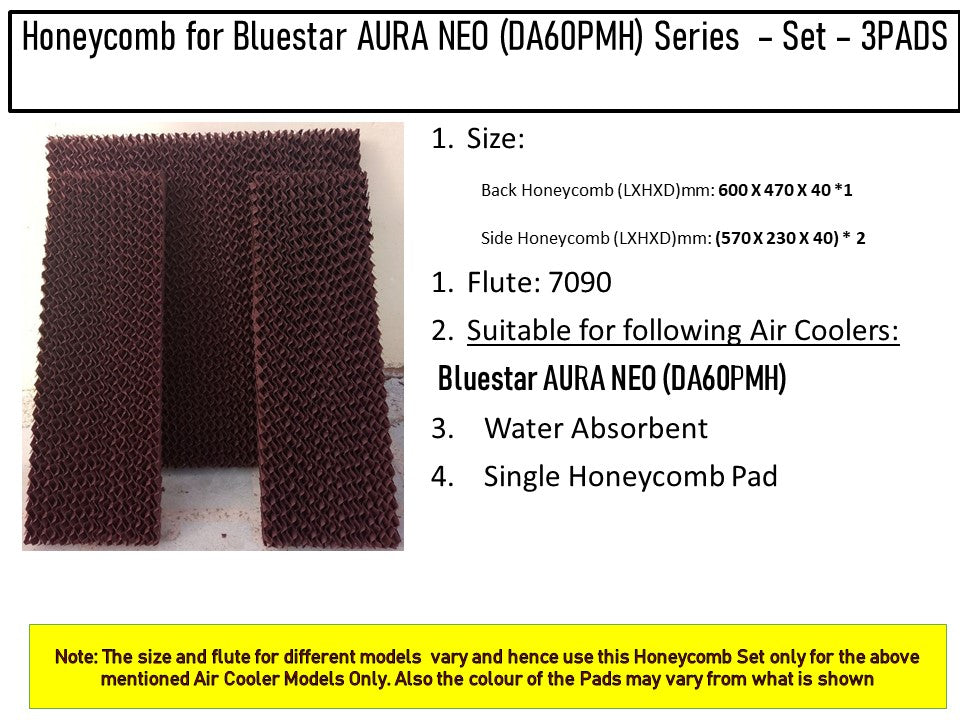 HAVAI Honeycomb Pad - Set of 3 - for Bluestar AURA NEO (DA60PMH) Desert Cooler