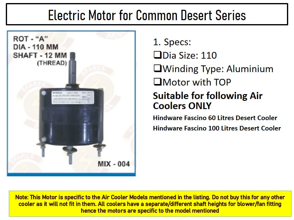 Main/Electric Motor - For Hindware Fascino 60 Litre Desert Cooler