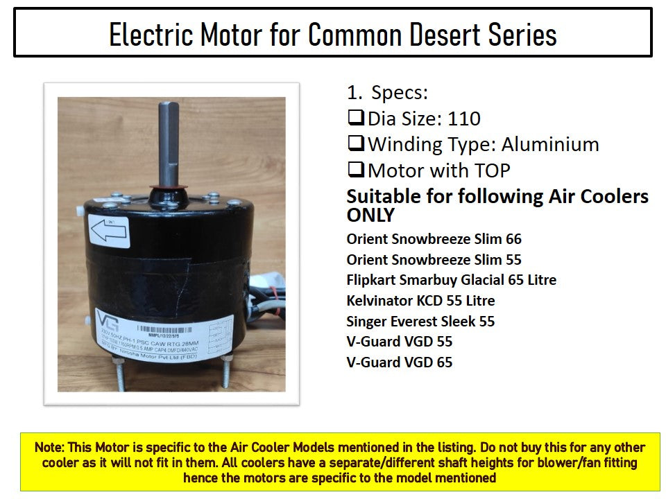 Main/Electric Motor - For Orient Snowbreeze Slim 66 Litre Desert Cooler