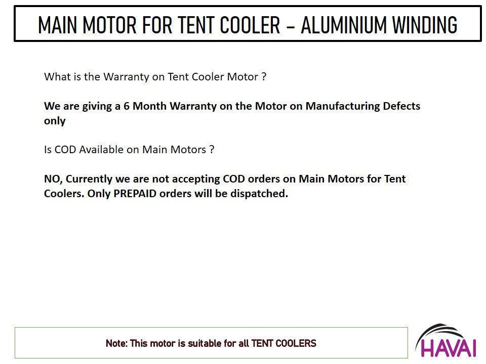 Main/Electric Motor - For Tent Cooler - Aluminium Winding