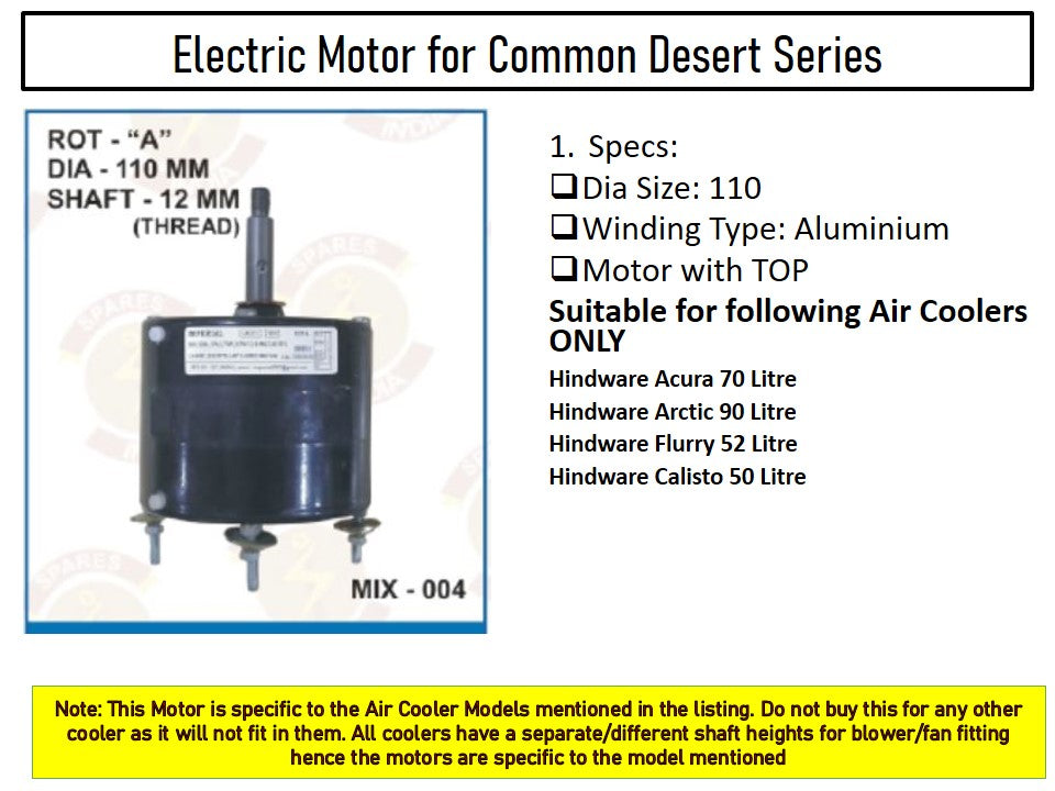 Main/Electric Motor - For Hindware Arctic 90 Litre Desert Cooler